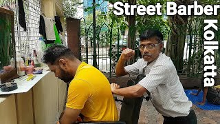 ASMR street head massage with neck cracking.