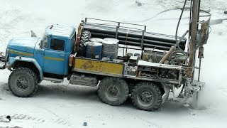 Буровая установка ЗИЛ-131, бурение гранита для взрыва в карьере