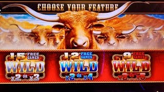 Longhorn Deluxe Slot Machine Bonuses Won  w/RETRIGGERS ! Slot Machine Pokies (Aristocrat)
