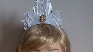 DIY/МК/Диадема в стиле канзаши  для снежной королевы