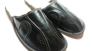 Домашние тапочки на овчине мужские кожа аукро
