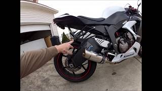 2013 zx6r Delkevic 8" mini with removed pre-chamber