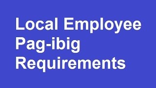 Pag-ibig Requirements For Local Employee