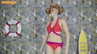 Fashion belt mature women bikini swimsuit with UPF fabric BKNI0021