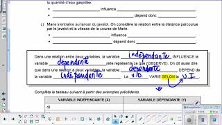 variable dependante et variable indep