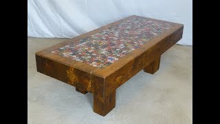 Bottle Cap Resin Top and Reclaimed Wood Table