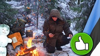 24 часа в ЗИМНЕМ ЛЕСУ БЕЗ СНА! Эстонский сухпаёк. Выживание. Обзор ИРП
