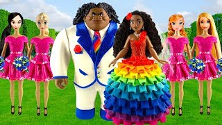 Play doh Rainbow disney princess | Moana & Maui | Wedding dress