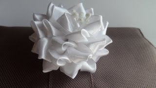 Мастер класс Цумами Канзаши  Свадебный цветок цветы из лент tsumami kanzashi