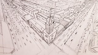Как нарисовать перспективу карандашом. Рисую Город Ангарск.