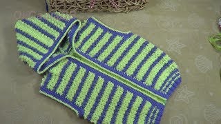 Детский жилет с капюшоном на "молнии" (на 2-3года) + БОНУС. Knitted children's vest.
