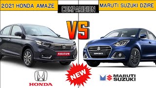 2021 Honda Amaze Facelift vs Maruti Suzuki Dzire Comparison
