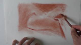 Sein à la sanguine sur papier Ingres blanc
