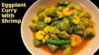 চিংড়ি মাছ দিয়ে বেগুন রান্না | Eggplant Curry Recipe With Shrimp