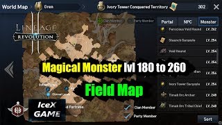 Lineage 2 Revolution Magical Monsters List Lvl 180 to 260 Field Map
