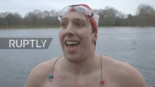 UK: Swimmers race in ice-cold Serpentine waters in Hyde Park