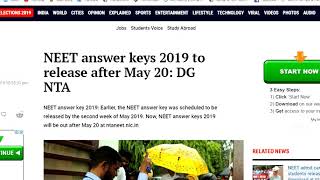 NTA NEET 2019 LATEST NEWS ABOUT NEET OFFICIAL ANSWER KEY