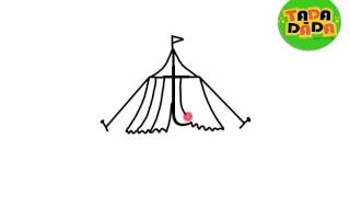 Learn to draw TENT from letter T   STEP BY STEP   Kids Drawing   TADA DADA
