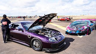 WORLD’S GREATEST DRAG RACE! SUPER STREET VS SUPERCARS * 1/2 MILE AIRSTRIP RACING *