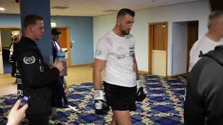 HUGHIE FURY WARMING UP BEFORE BRITISH TITLE CLASH W/ SAM SEXTON IN BOLTON / SEXTON v FURY
