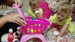 Большое яйцо Смешарики/ Набор Demi Star "Продукты в тележке"/ Kinder Joy