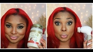 How I'm clearing up my skin with African Black Soap,Coconut oil and my Spin for perfect skin brush.