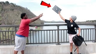 THROWING LAPTOP IN RIVER PRANK!!! (EXTREME)