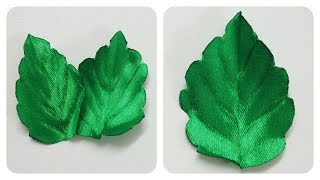 How to make ribbon leaves I Green leaves tutorial I DIY kanzashi