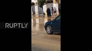 Spain: Vehicles jammed in flooded streets following torrential storms in Lepe