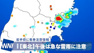 【東北】午後は急な雷雨に注意、岩手県に竜巻注意情報