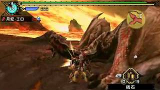 【月妃】ガンランスVS黒轟竜(ティガレックス亜種) 8分13秒 MHP3
