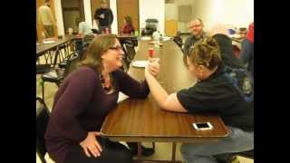 Super arm wrestling match between two tough women!