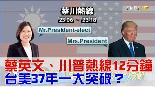 蔡英文、川普熱線12分鐘 台美37年一大突破？少康戰情室 20161205 (完整版)