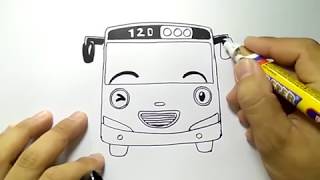 cara menggambar mobil tayo tampak depan dengan mudah sekali