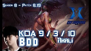 KZ BDD AKALI vs FIORA Mid - Patch 8.19 KR Ranked