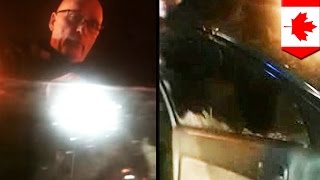 Policjant wybija szybę samochodu pałką podczas zatrzymania