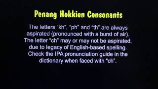 Consonants in Penang Hokkien