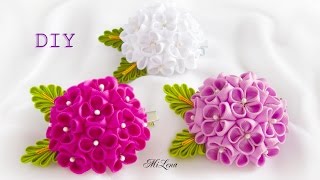 ЦВЕТОК КАНЗАШИ полушар, МК / DIY Hemisphere ribbon flower