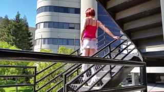 sexy crossdresser april cox - stairs and sunlight