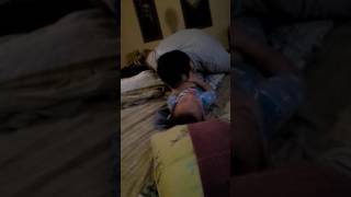 Daddy and son playing tickle monster.