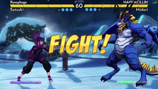 Fantasy Strike - Online Matches -Rysophaghe (Setsuki) vs HANKACILLIN (Midori)