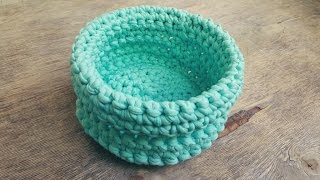 Корзинка крючком из трикотажной пряжи "MACCHERONI" 2-я часть.