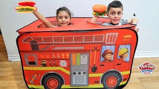 Kids Food Toys Cooking and Fire Truck! HZHtube Kids Fun