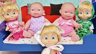 5 Маша и Медведь Пупсики Прыгали в Кроватке Упали Песенка Зырики ТВ five little babies мультик 2016