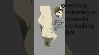 A tiny guy inside her stinky socks