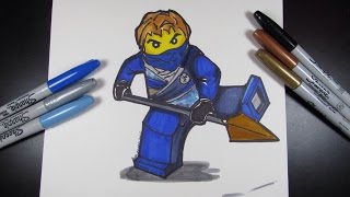 How to draw Ninjago Jay the Blue Ninja - Lego Speed Draw #32