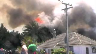 New Zealand,Thames, Coromandel Peninsula, house on fire, February 2013