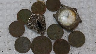 Поиск Серебра КОП Монет с Металлоискателем Кольцо с Камнем Металлодетектор Minelab E-Trac