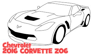 How to draw Chevrolet 2016 CORVETTE Z06 - Как нарисовать машину Шевроле Корвет