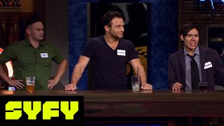 GEEKS WHO DRINK (Clips) | Jonathan Sadowski vs. Lenny Jacobson in "Naked Gold Men" | SYFY